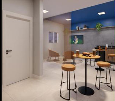 Perspectiva artística do espaço bar