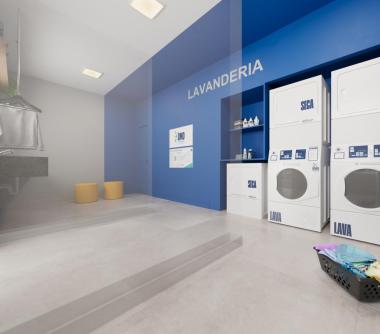 Perspectiva artística da lavanderia Omo