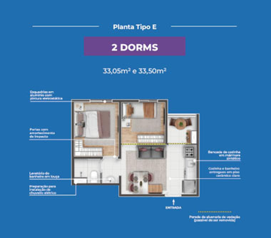 Perspectiva artística da planta tipo E