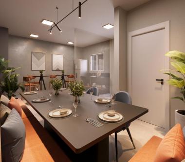 Perspectiva artística do salão de festas