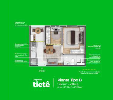 Perspectiva artística da planta tipo B