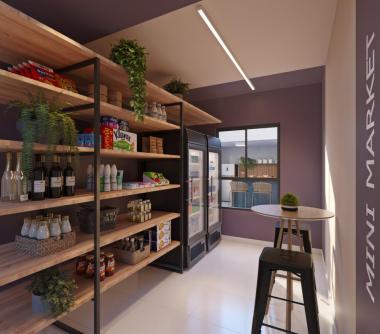 Perspectiva artística do espaçomini mercado