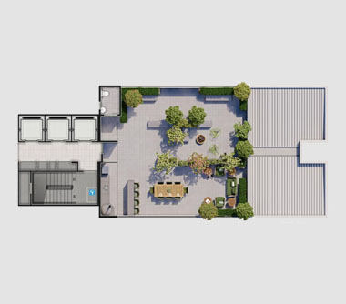 Perspectiva artística do lazer no rooftop