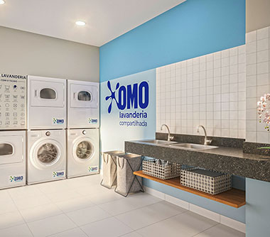 Perspectiva artística da lavanderia Omo
