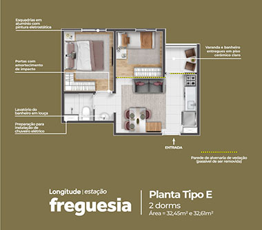 Perspectiva artística da planta tipo E